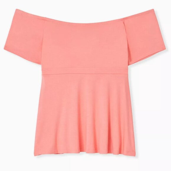 🆕SUPER SOFT CORAL TIE FRONT OFF SHOULDER PEPLUM - Picture 3 of 7